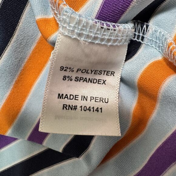 Walter Hagen Golf Shirt L Blue Stripe Polo Short Sleeve Poly Stretch - Picture 6 of 8